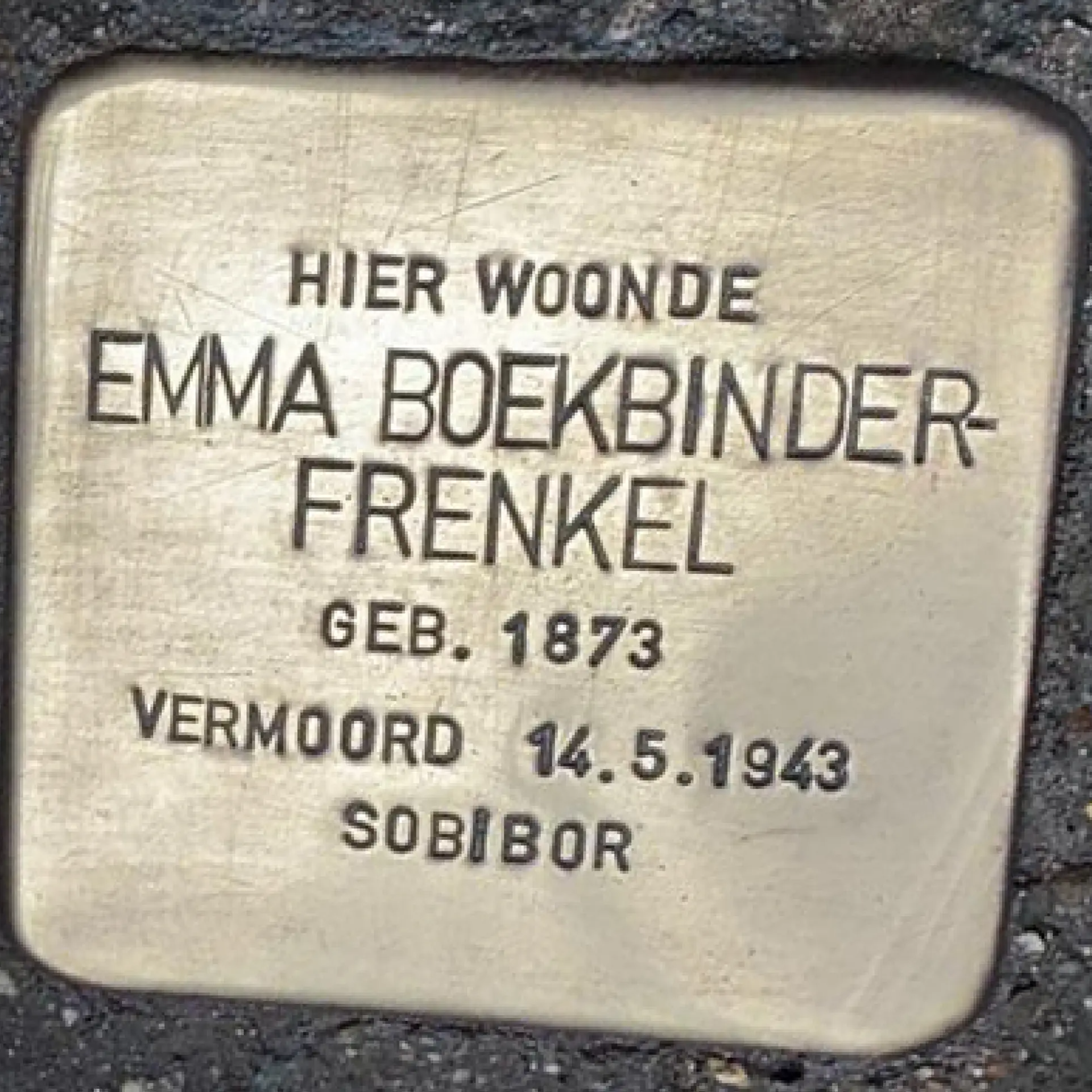 Struikelsteen voor Emma Boekbinder- Frenkel