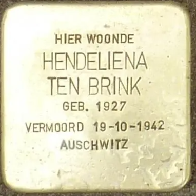 Struikelsteen voor Hendeliena ten Brink