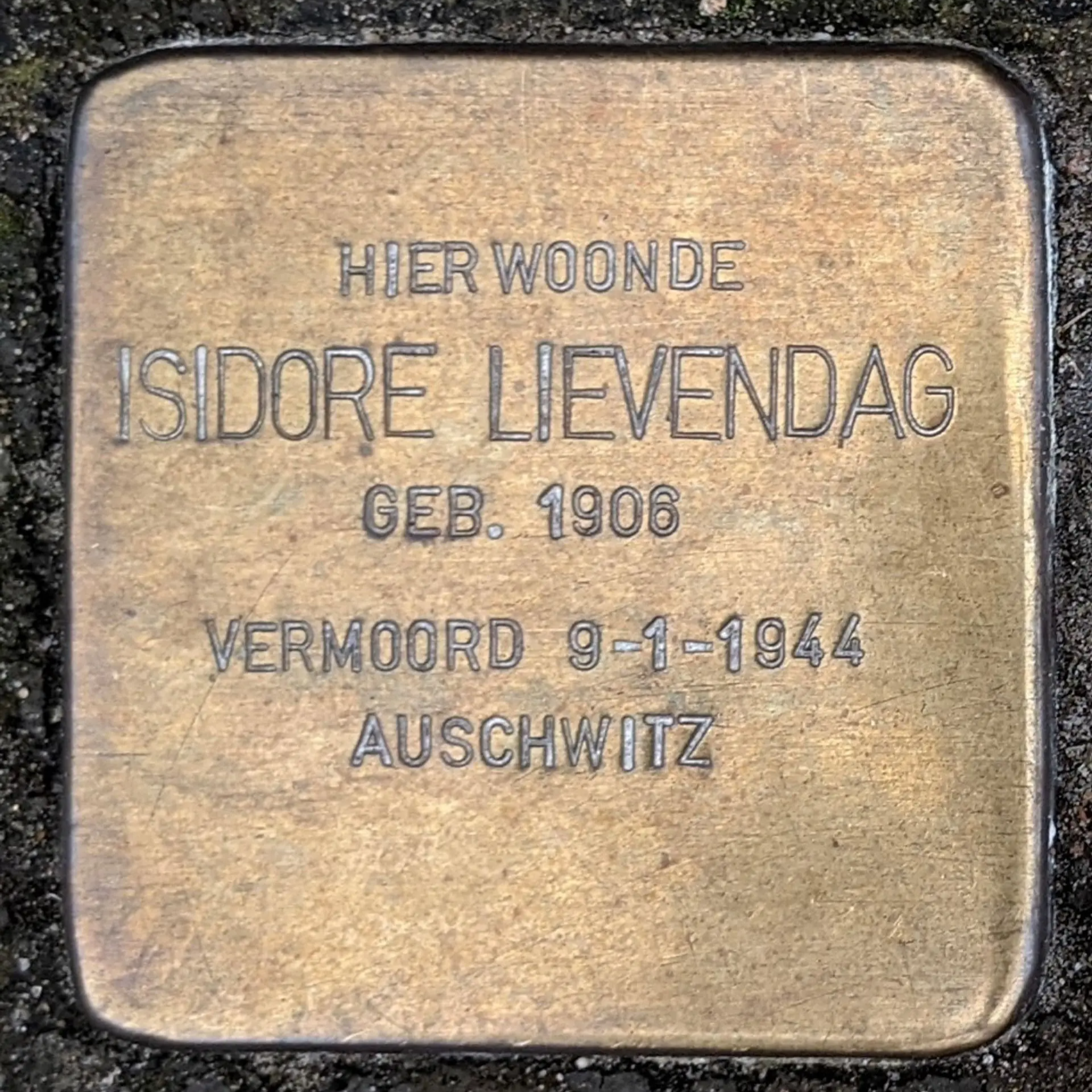Struikelsteen voor Isidore Lievendag