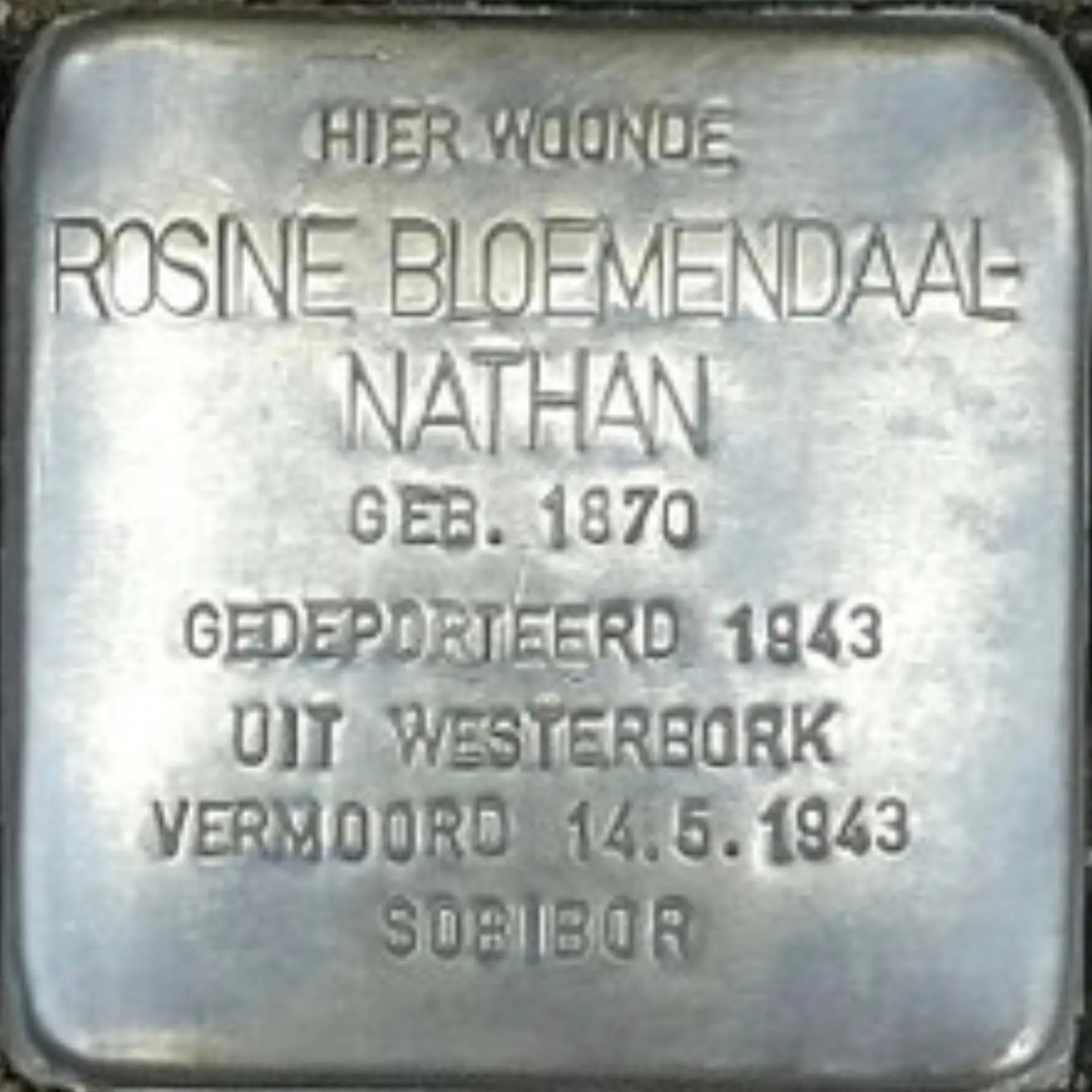 Struikelsteen voor Rosine Bloemendaal-Nathan