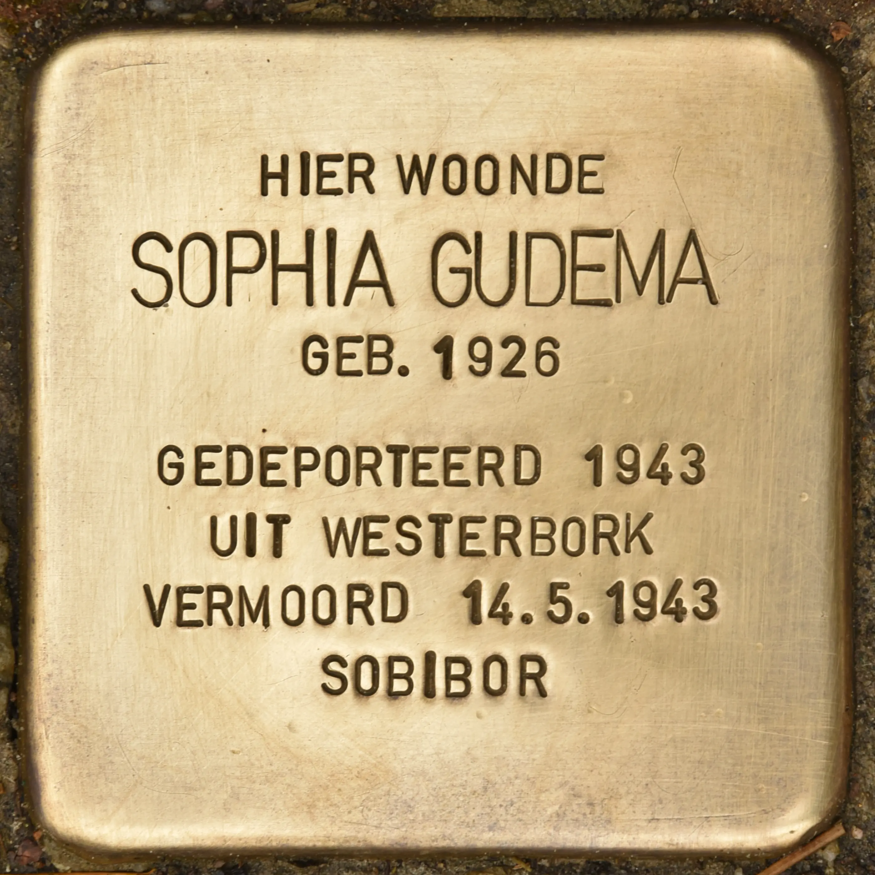 Struikelsteen voor Sophia Gudema