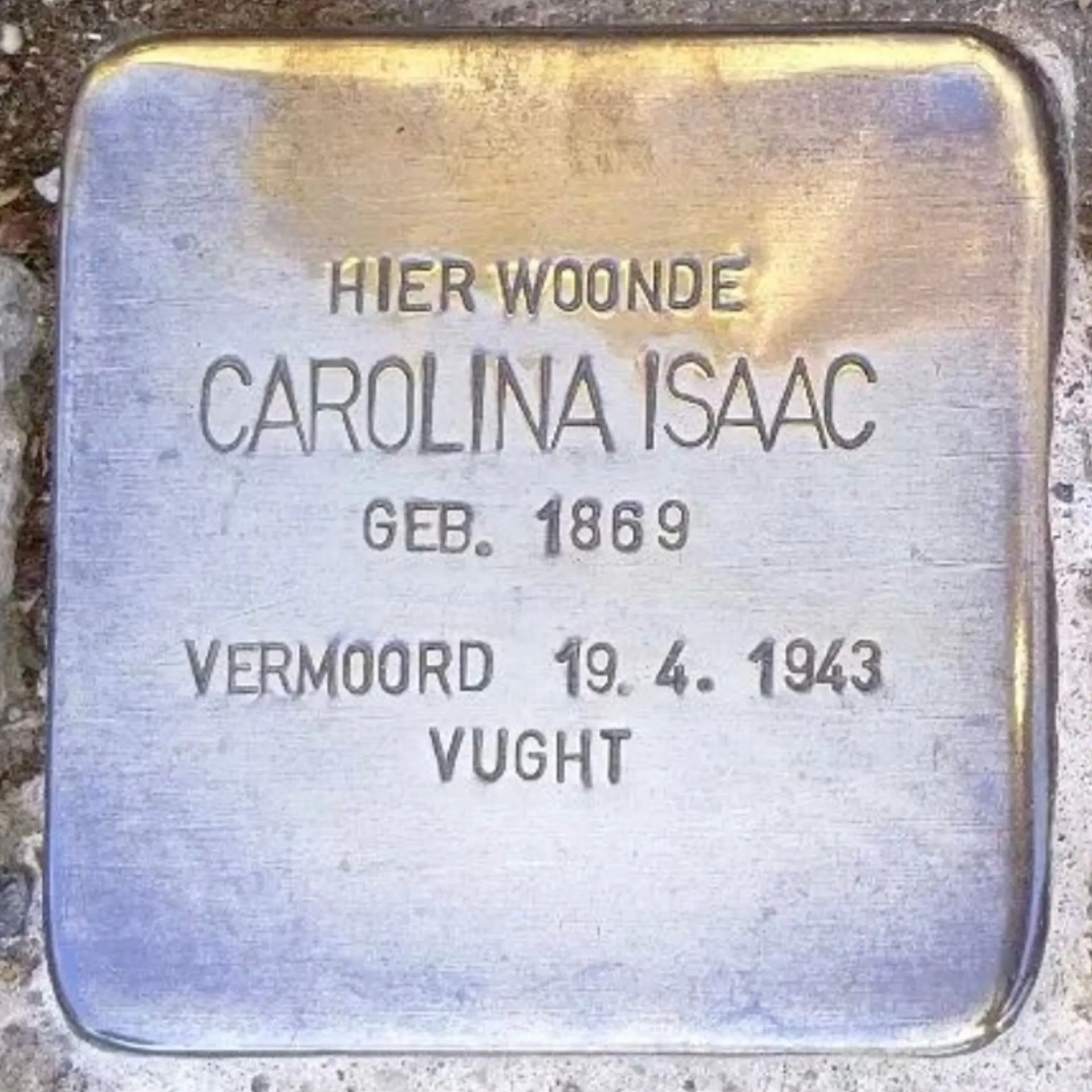 Struikelsteen voor Carolina Isaac