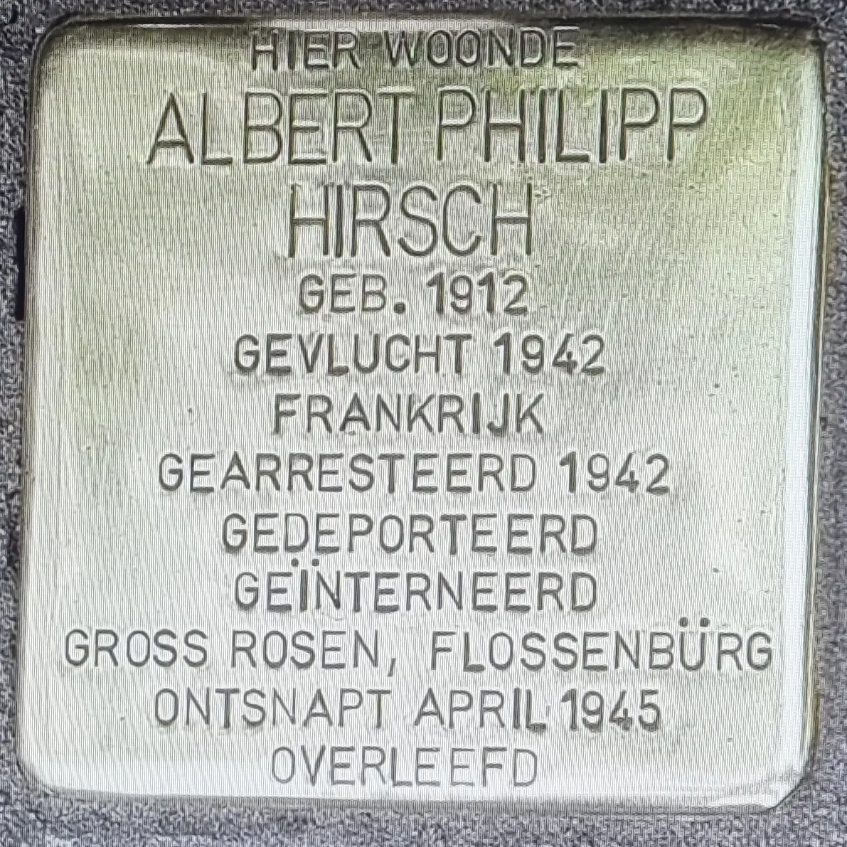 Struikelsteen voor Albert Philipp Hirsch
