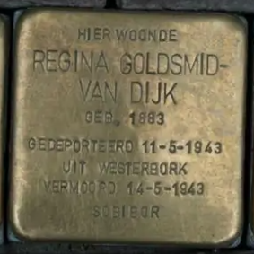 Struikelsteen voor Regina Goldsmid-van Dijk
