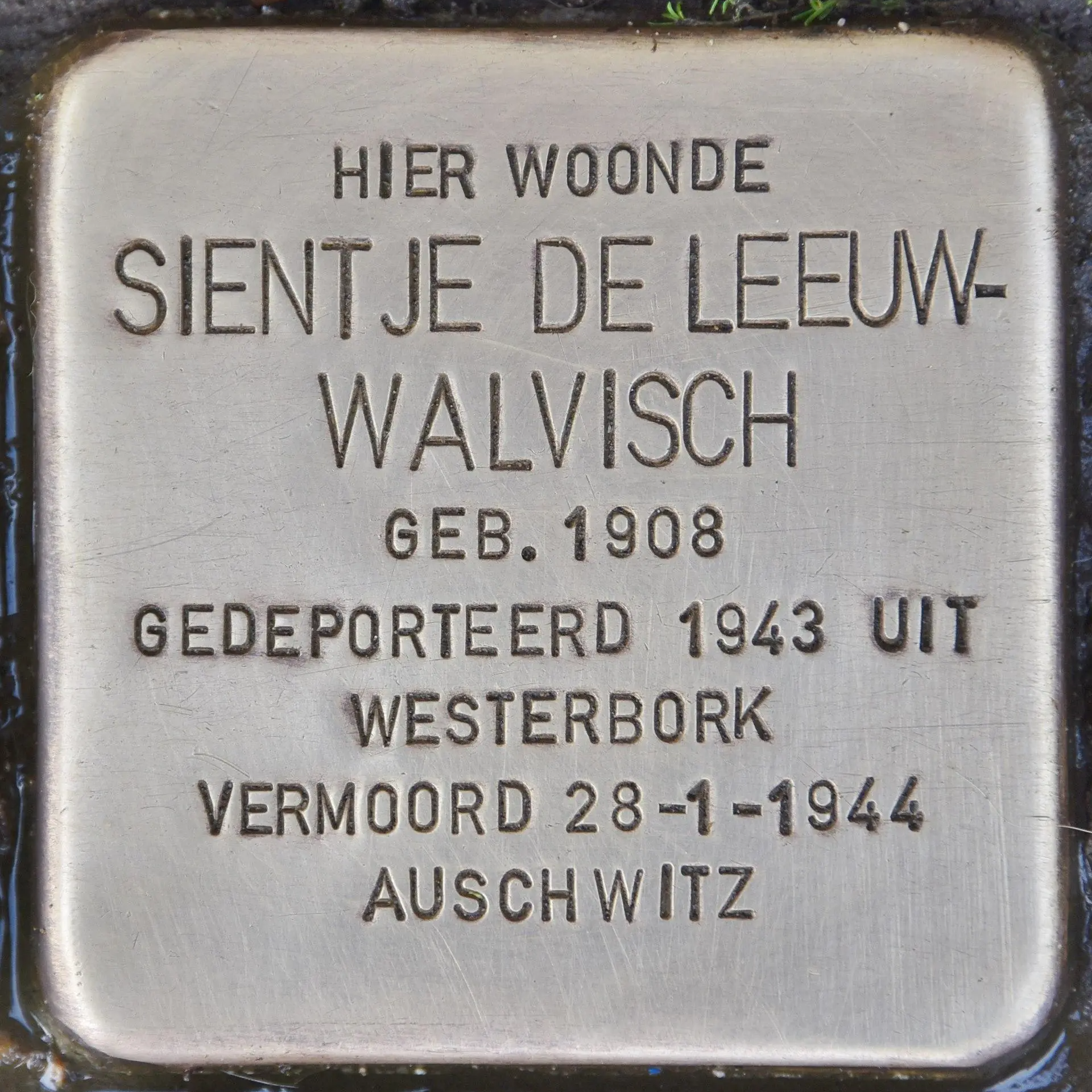 Struikelsteen voor Sientje de Leeuw-Walvisch