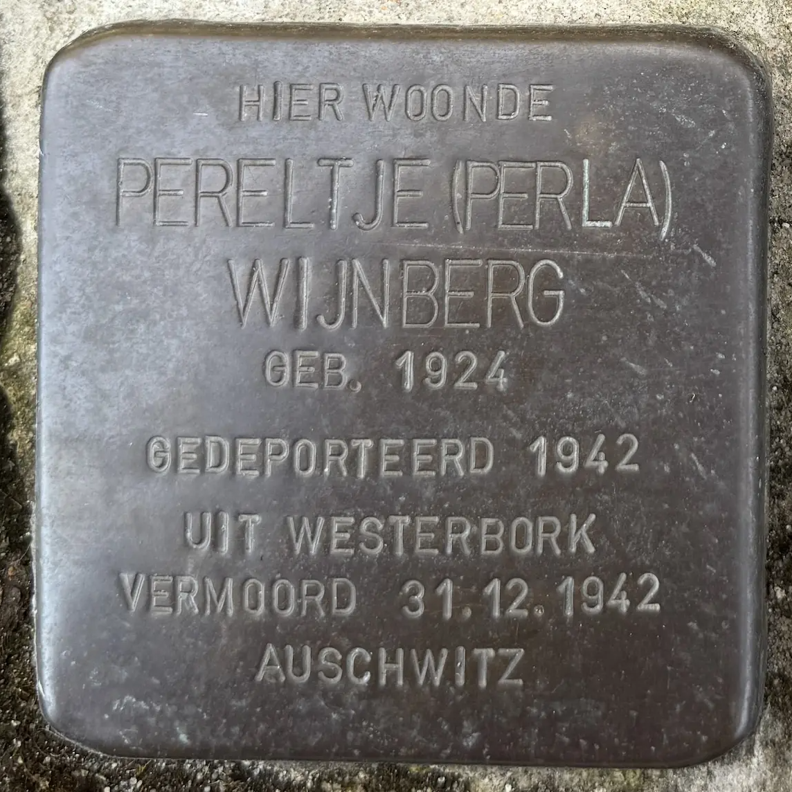 Struikelsteen voor Pereltje Wijnberg
