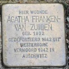 Struikelsteen voor Agatha Franken-van Zuiden