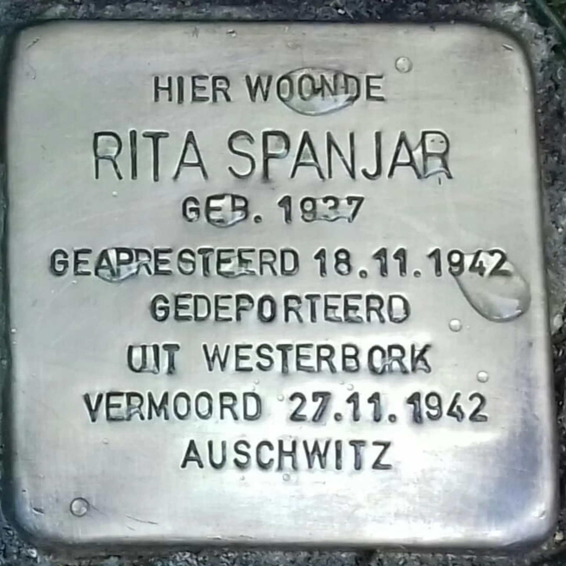 Struikelsteen voor Rita Spanjar