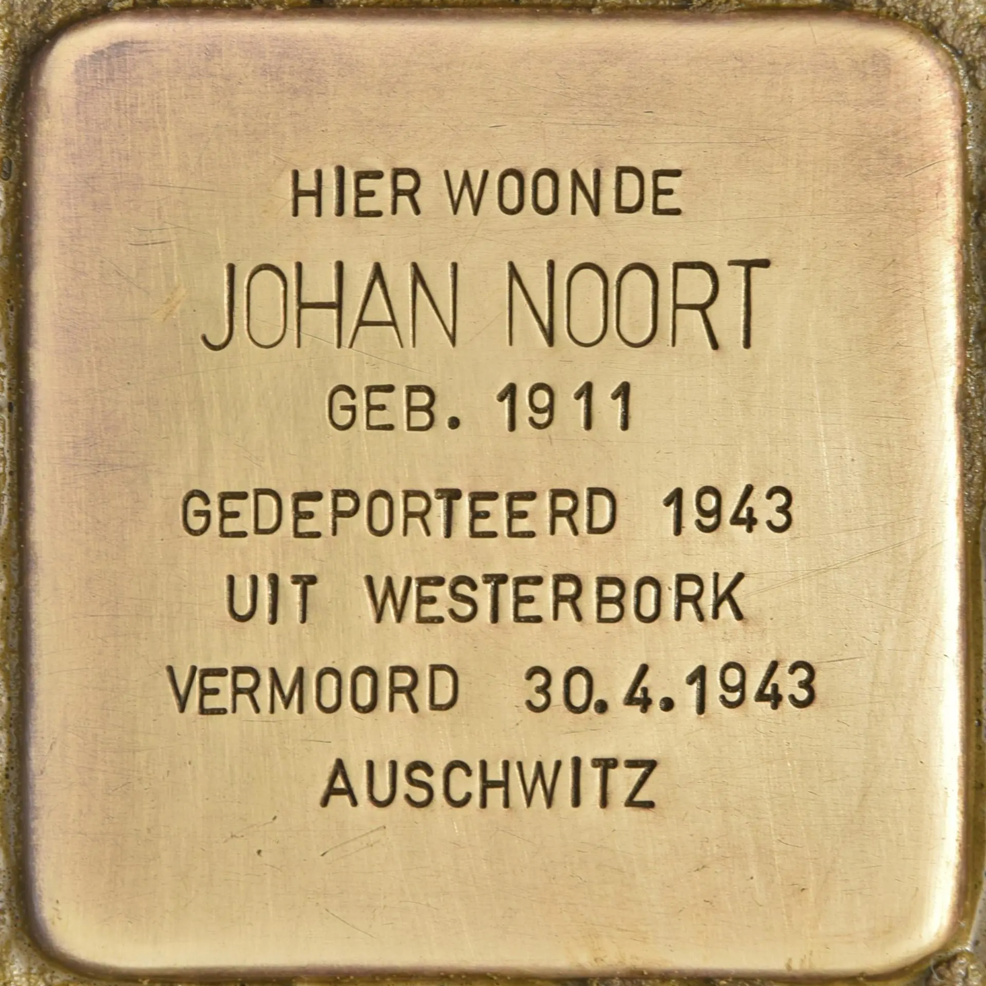 Struikelsteen voor Johan Noort