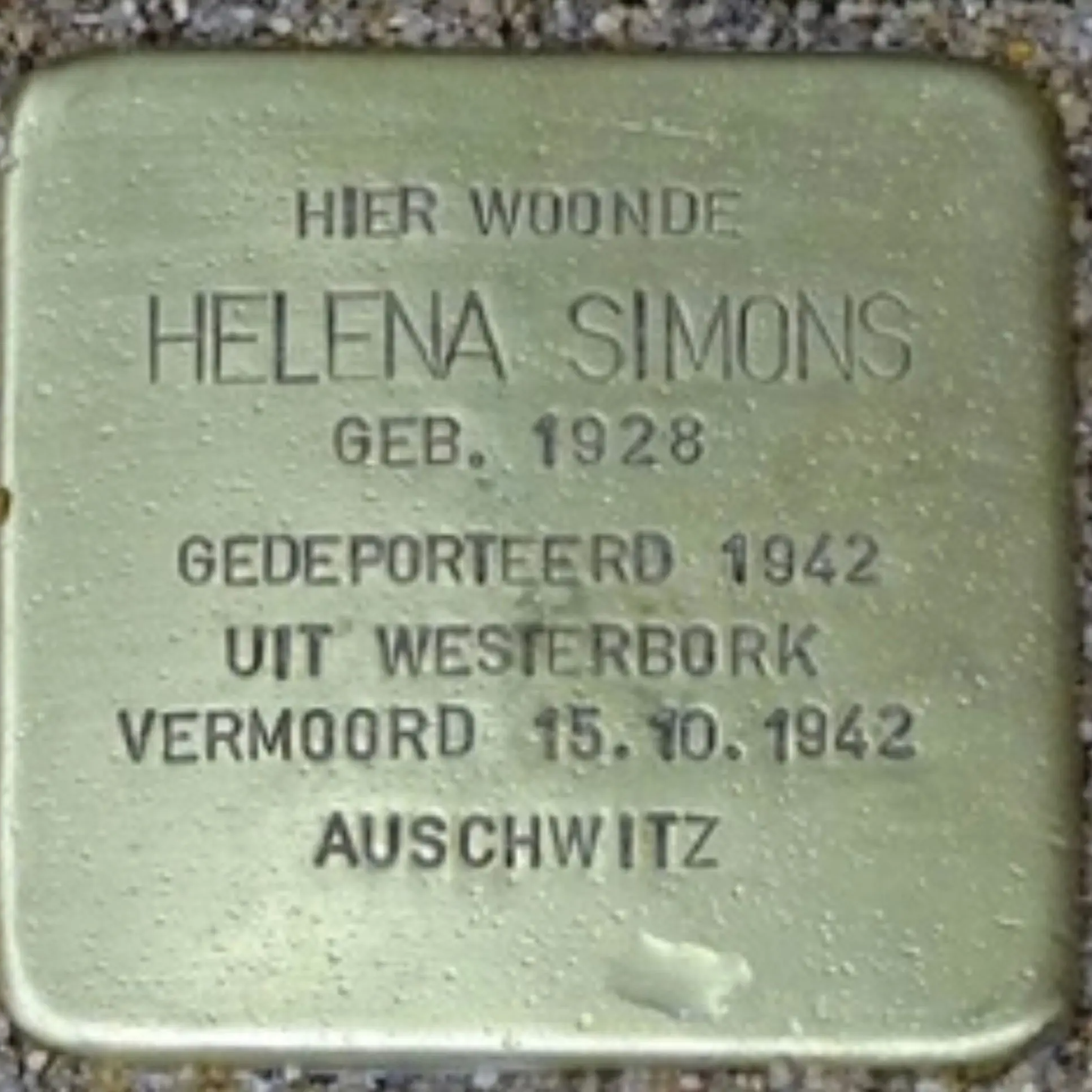 Struikelsteen voor Helena Simons