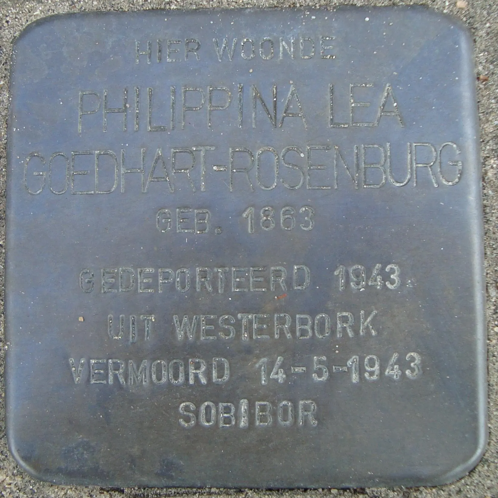 Struikelsteen voor Philippina Lea Goedhart-Rosenburg