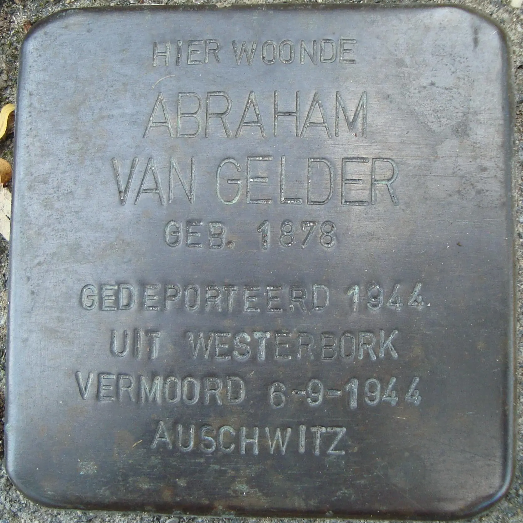 Struikelsteen voor Abraham van Gelder