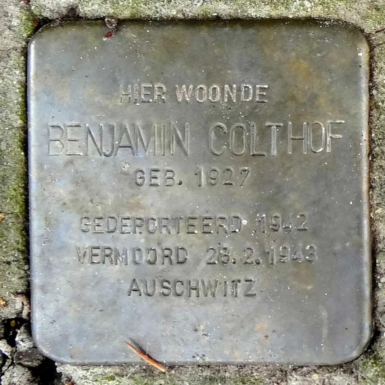Struikelsteen voor Benjamin Colthof