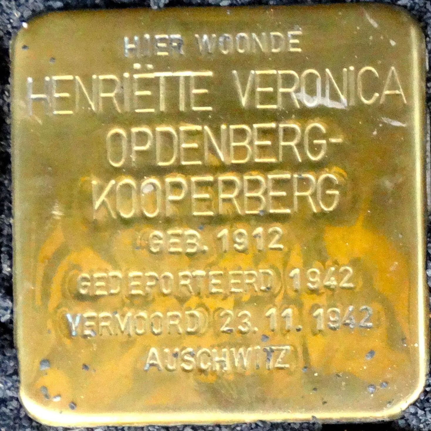 Struikelsteen voor Henriëtte Veronica Opdenberg-Kooperberg