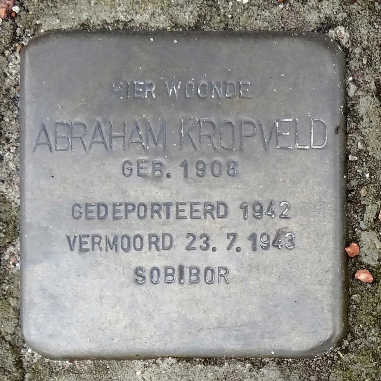 Struikelsteen voor Abraham Kropveld