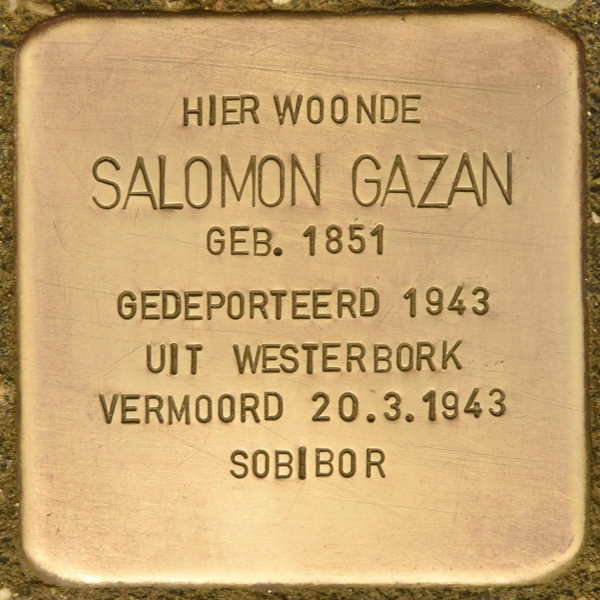 Struikelsteen voor Salomon Gazan
