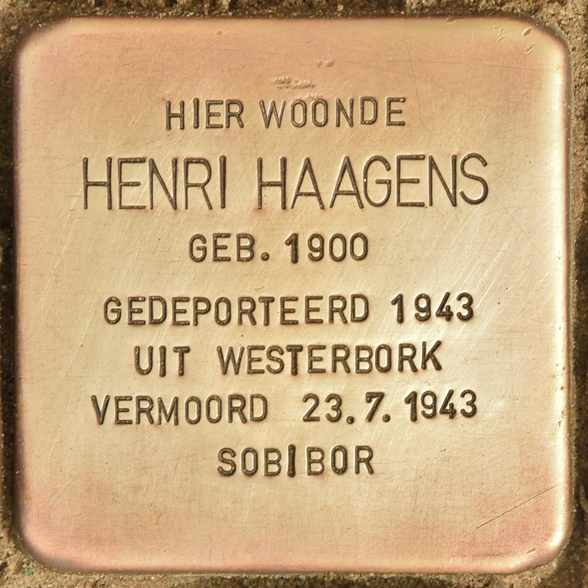 Struikelsteen voor Henri Haagens