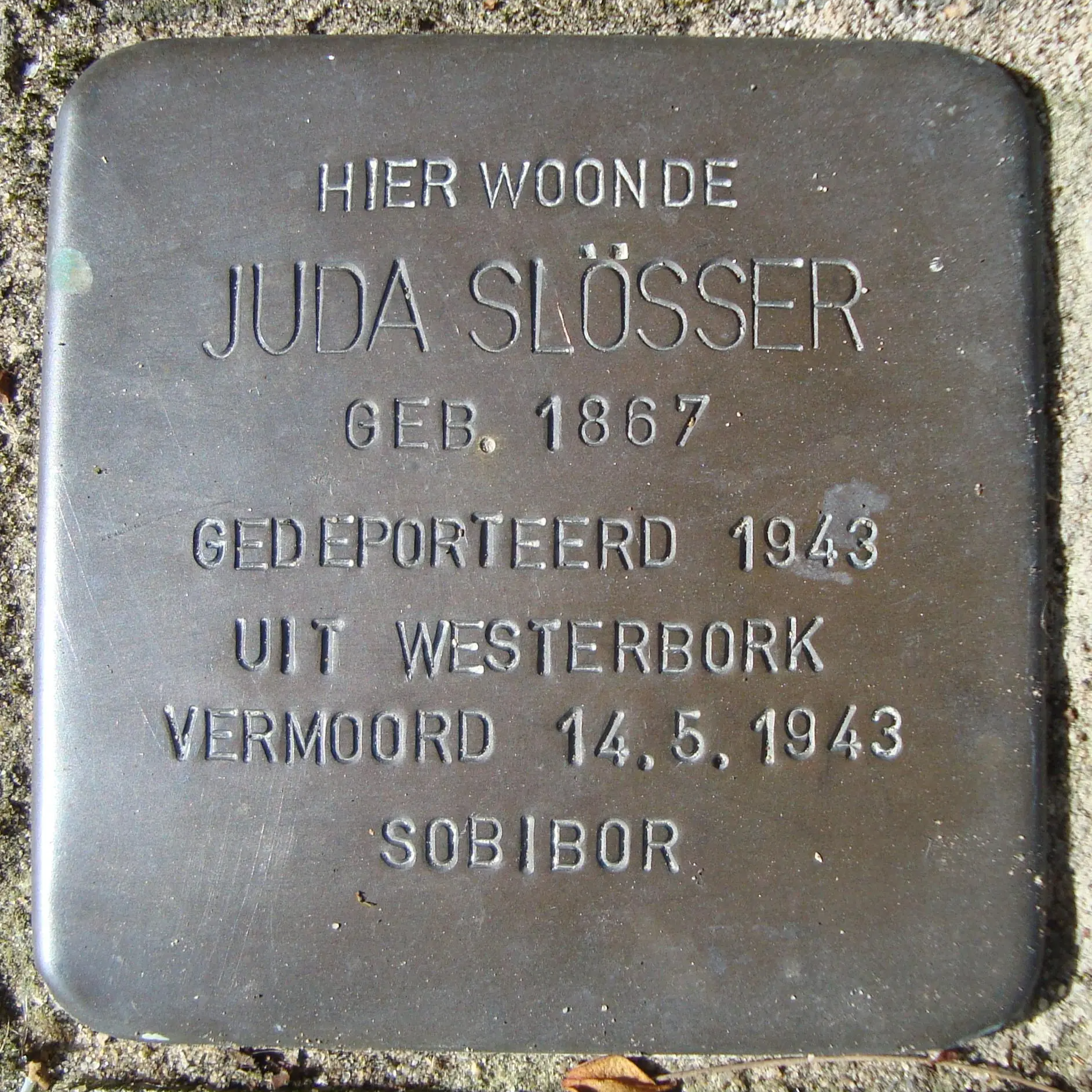 Struikelsteen voor Juda Velleman-Slösser