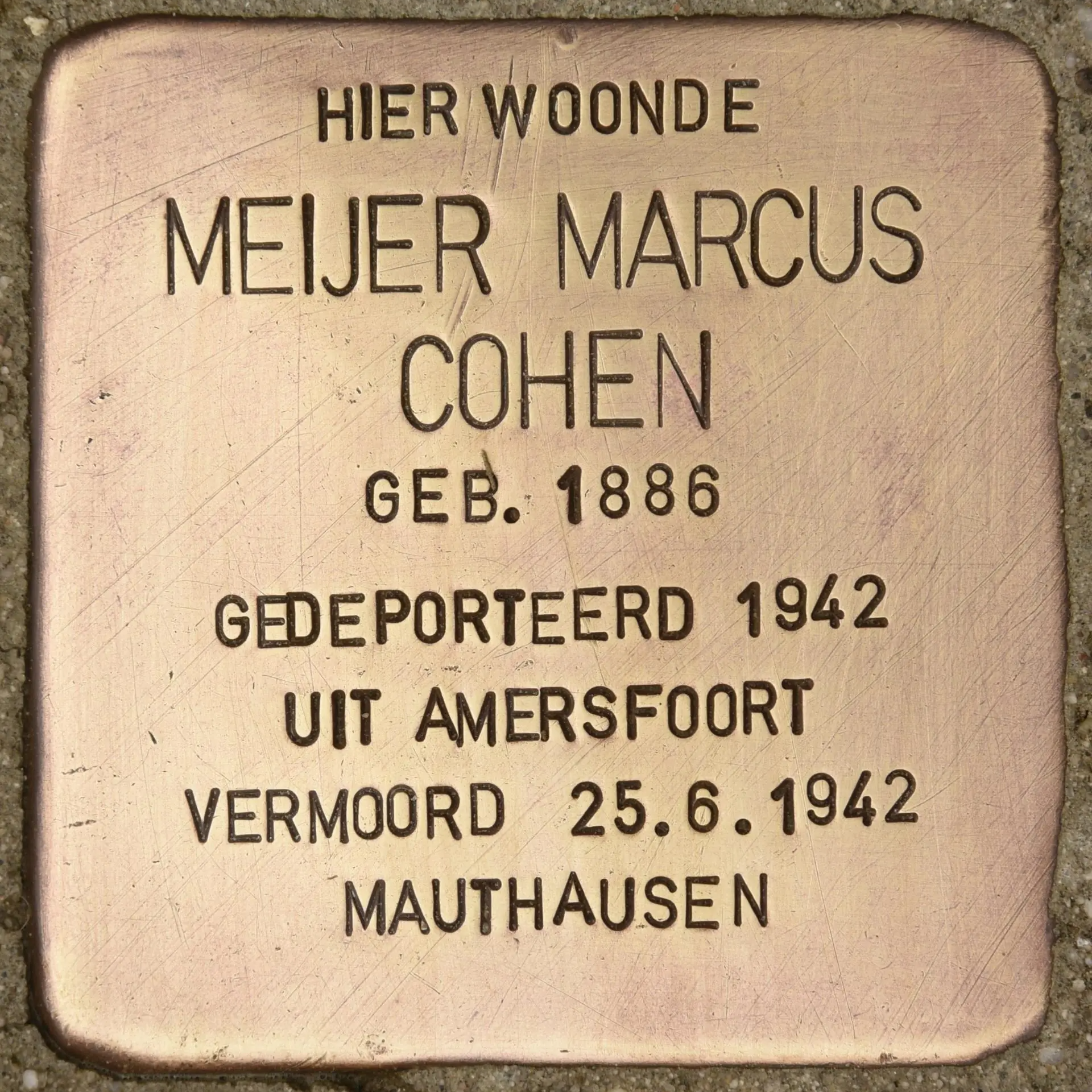 Struikelsteen voor Meijer Marcus Cohen