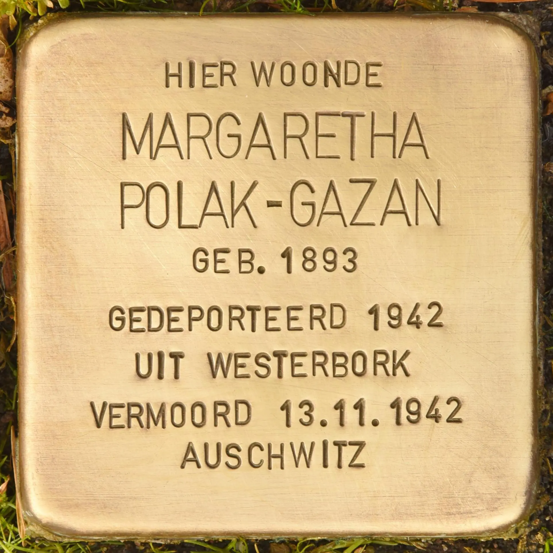 Struikelsteen voor Margarteha Polak-Gazan