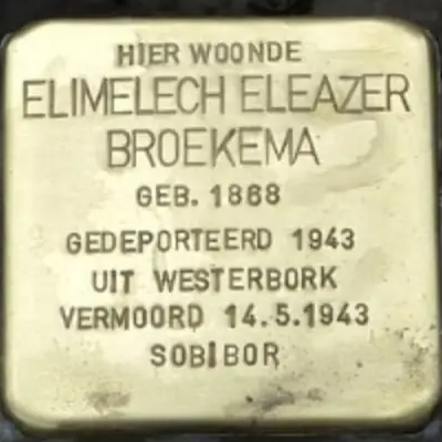 Struikelsteen voor Elimelech Eleazer Broekema