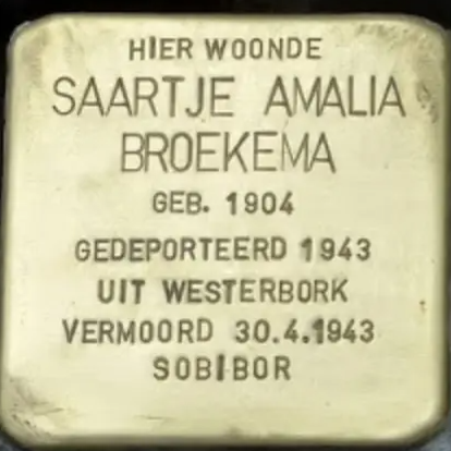 Struikelsteen voor Saartje Amalia Broekema