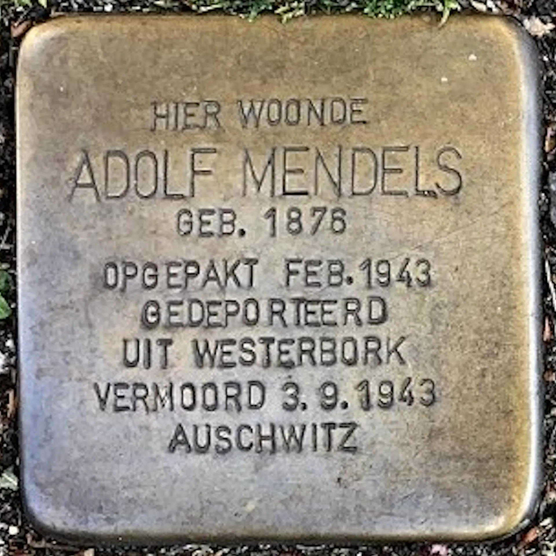 Struikelsteen voor Adolf Mendels