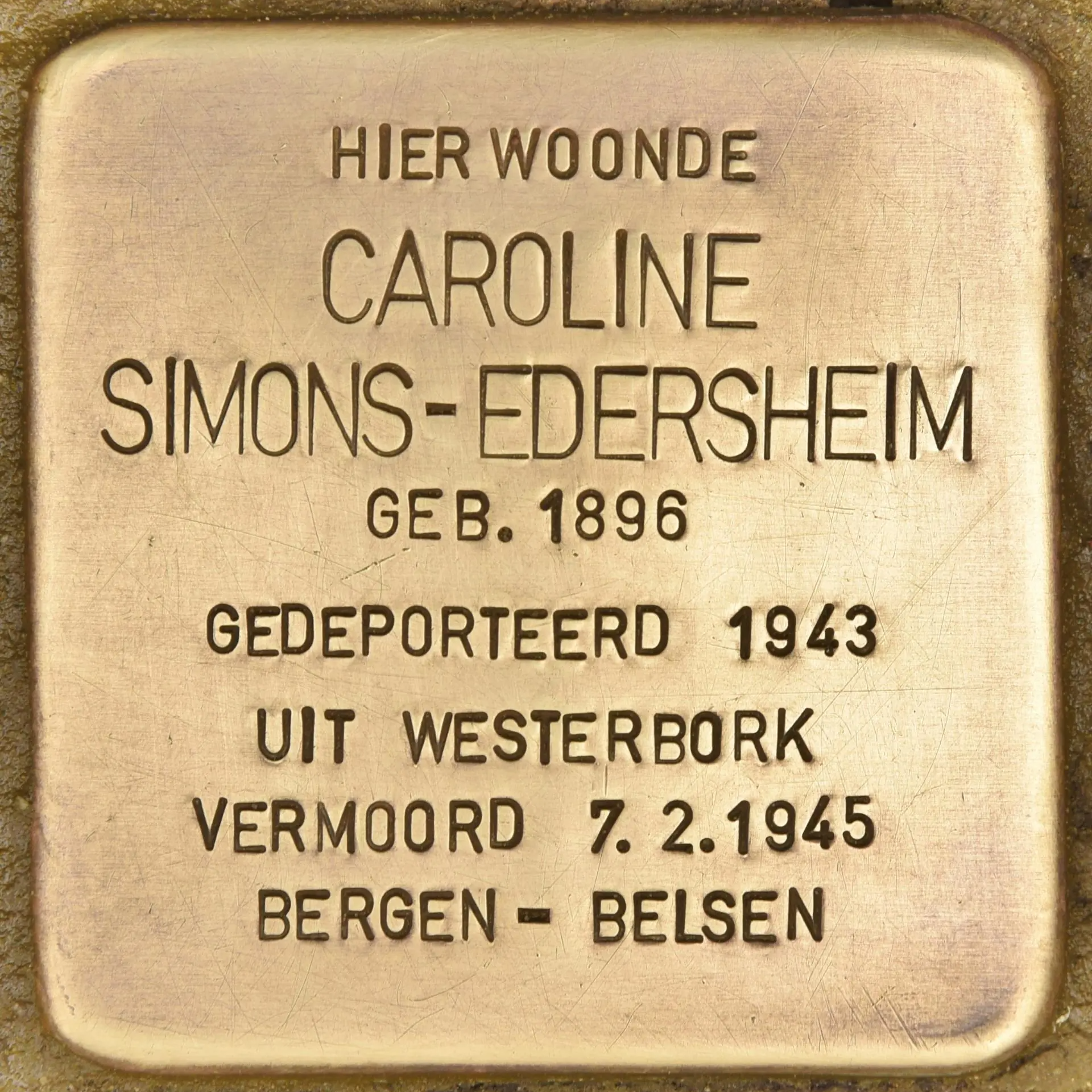 Struikelsteen voor Caroline Simons-Edersheim