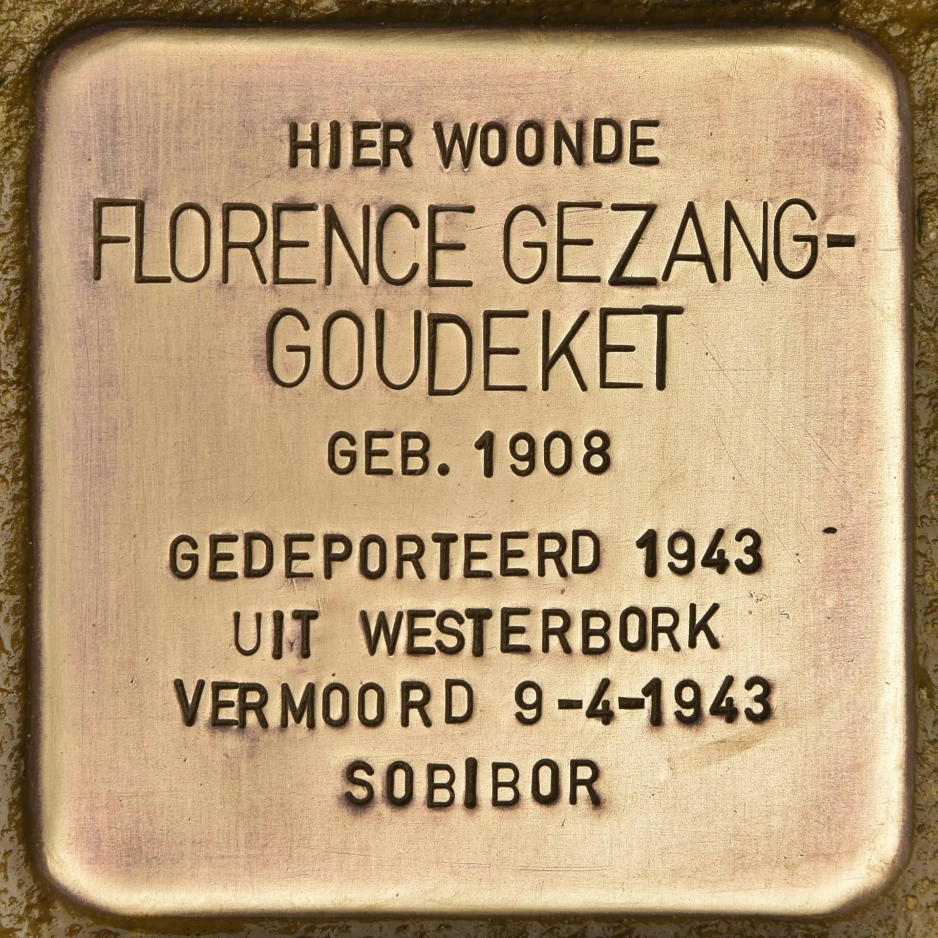 Struikelsteen voor Florence Gezang-Goudeket