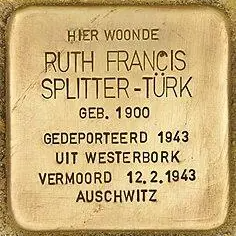 Struikelsteen voor Ruth Francis Splitter-Türk