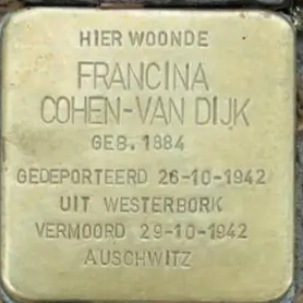 Struikelsteen voor Francina Cohen-van Dijk