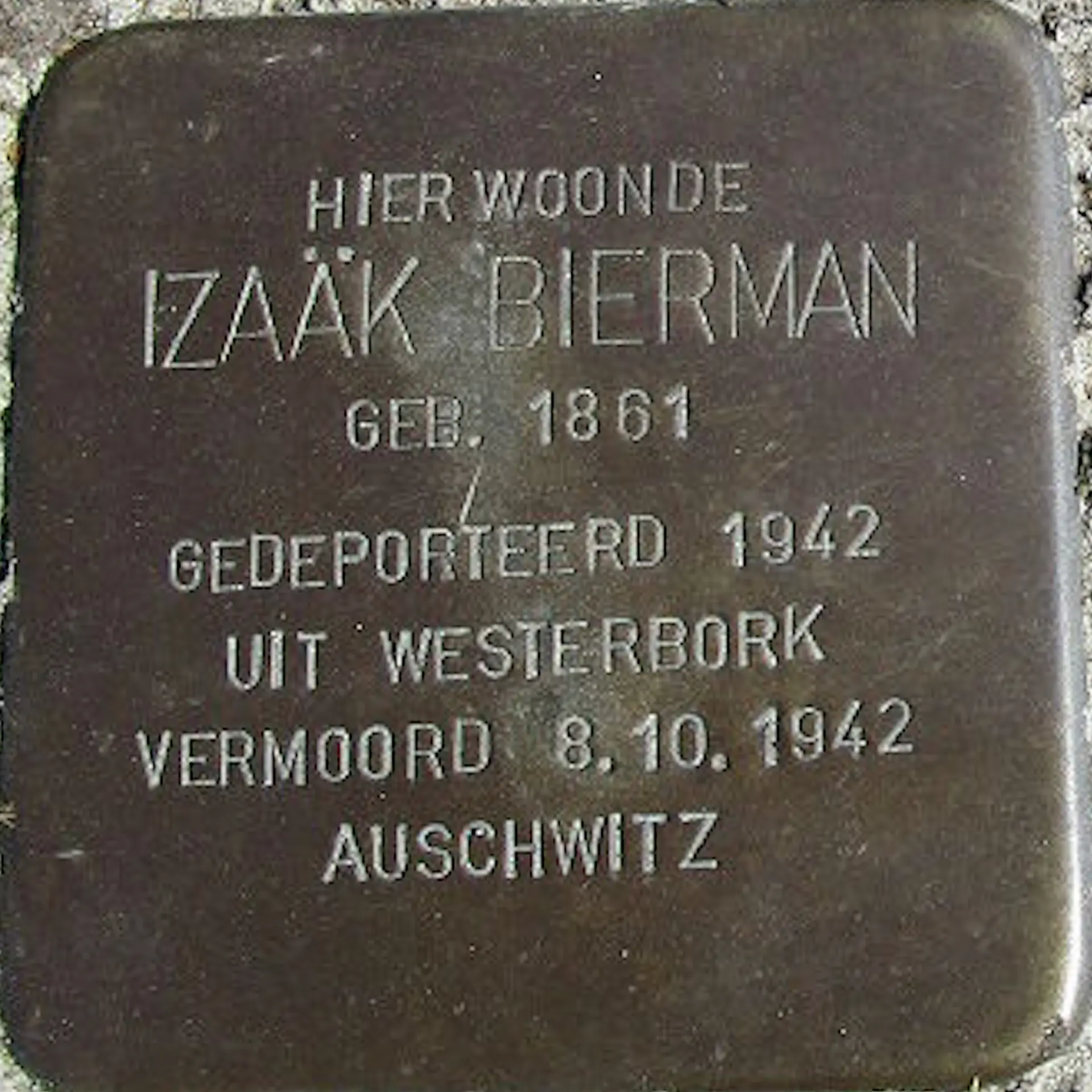 Struikelsteen voor Izaak Bierman