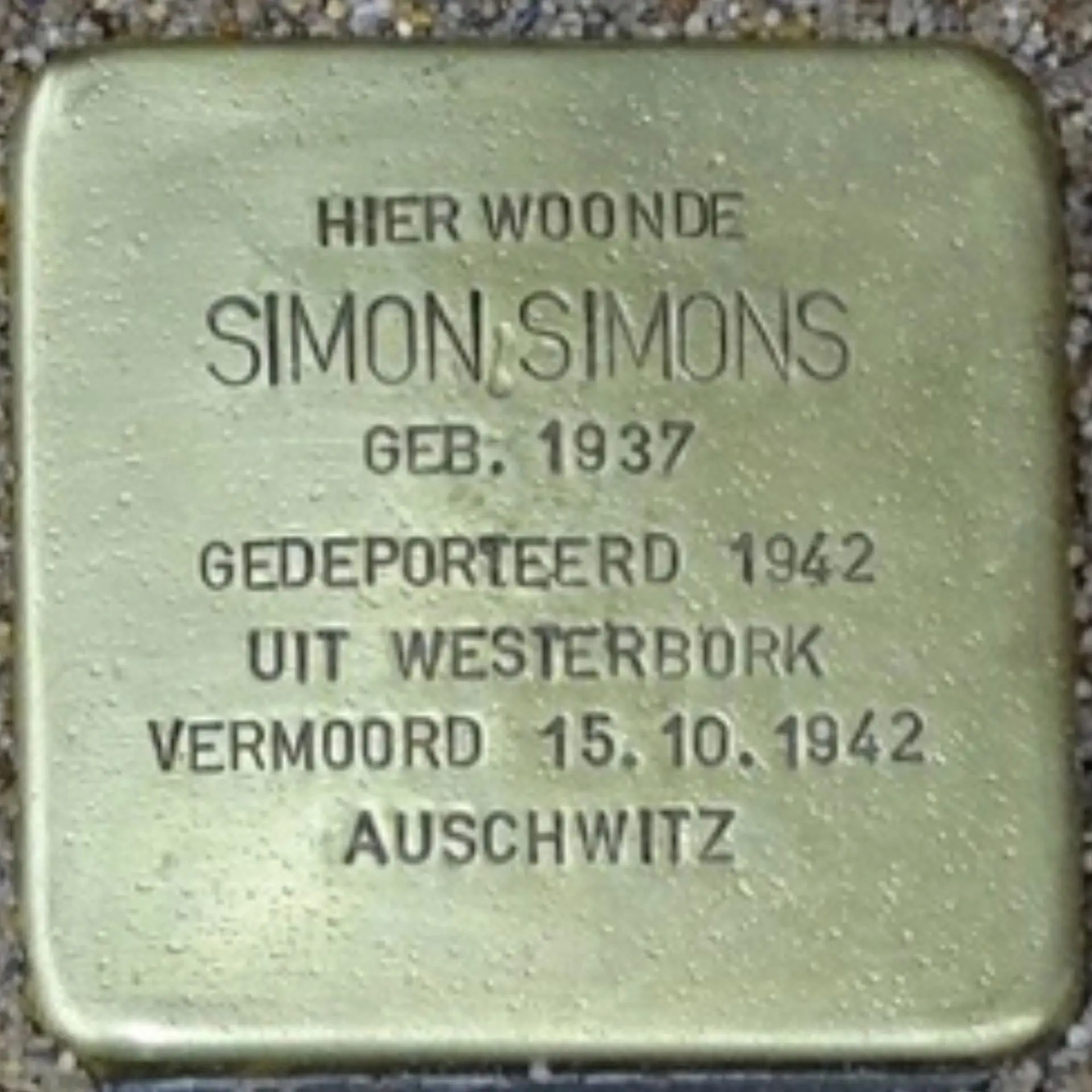 Struikelsteen voor Simon Simons