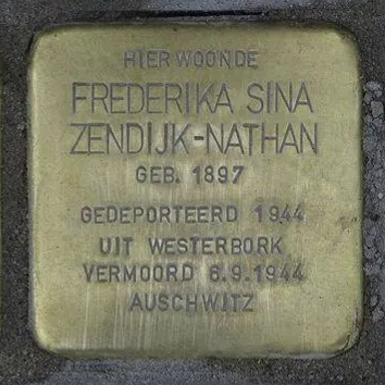 Struikelsteen voor Frederika Sina Zendijk-Nathan