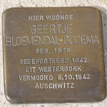 Struikelsteen voor Geertje Bloemendal-Gudema