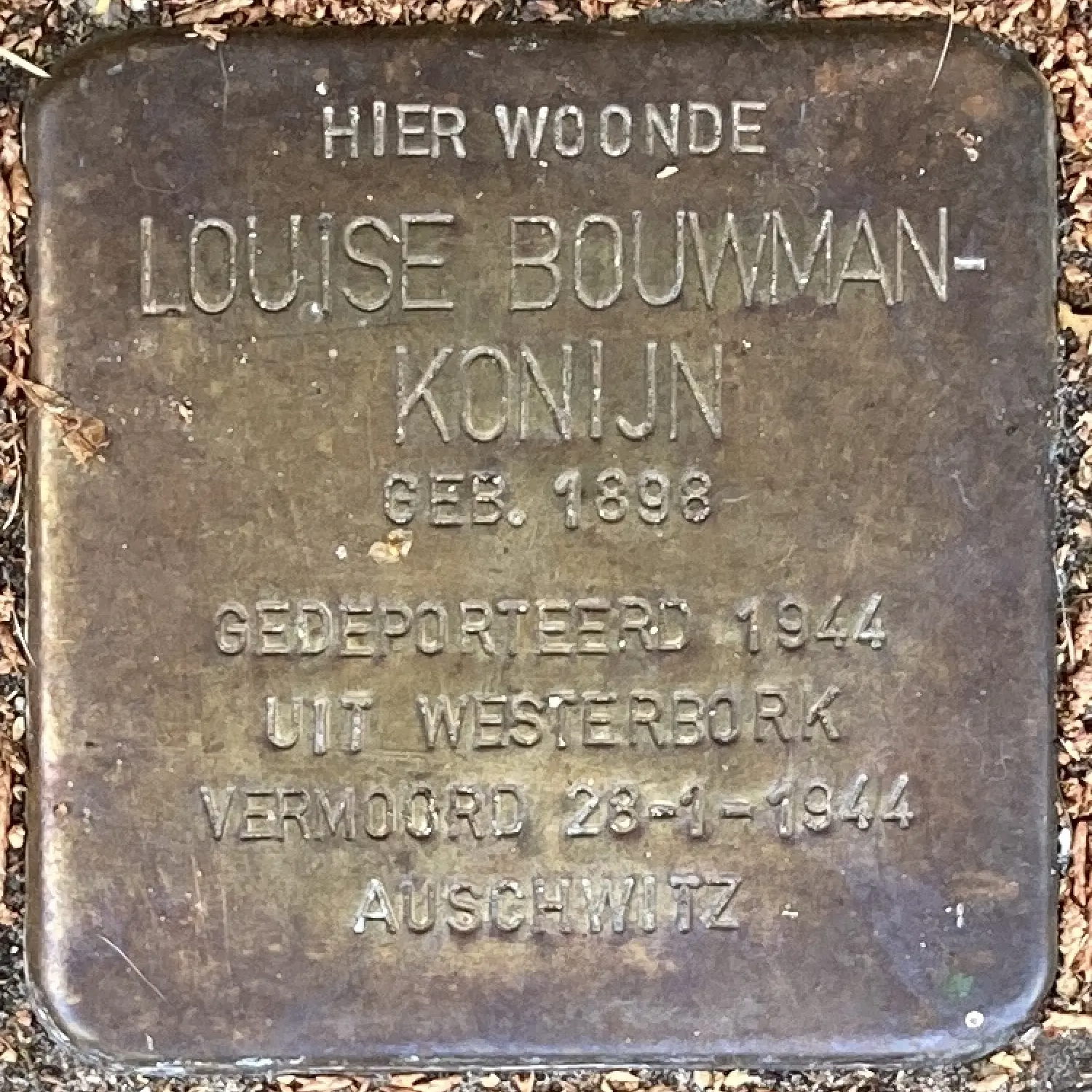 Struikelsteen voor Louise Bouwman-Konijn