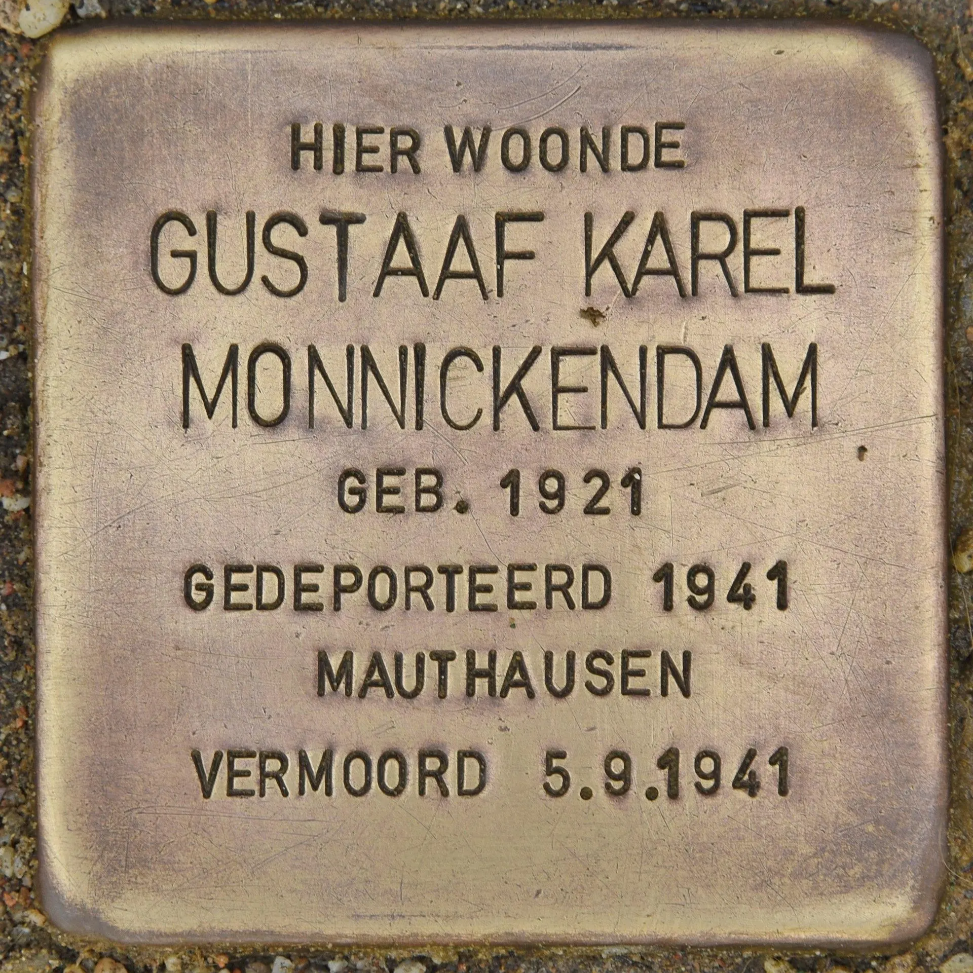 Struikelsteen voor Gustaaf Karel Monnickendam