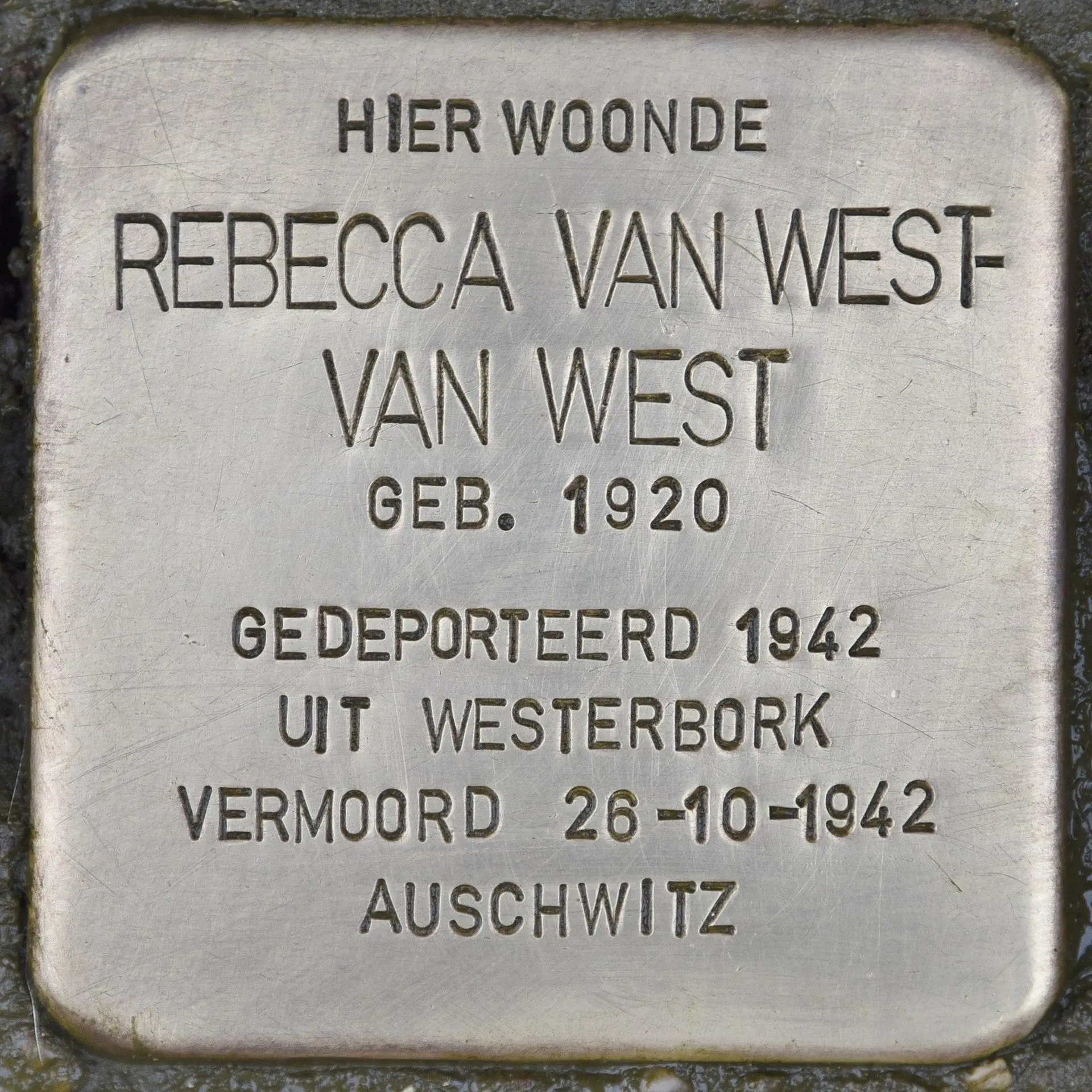 Struikelsteen voor Rebecca van West-van West