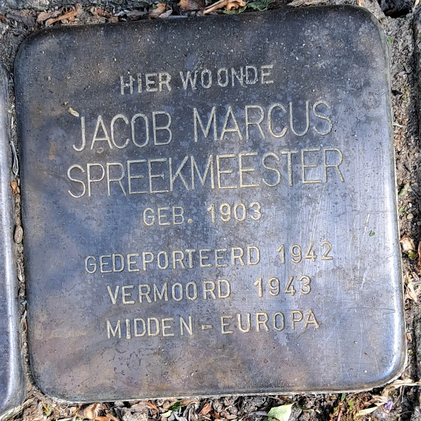 Struikelsteen voor Jacob Marcus Spreekmeester