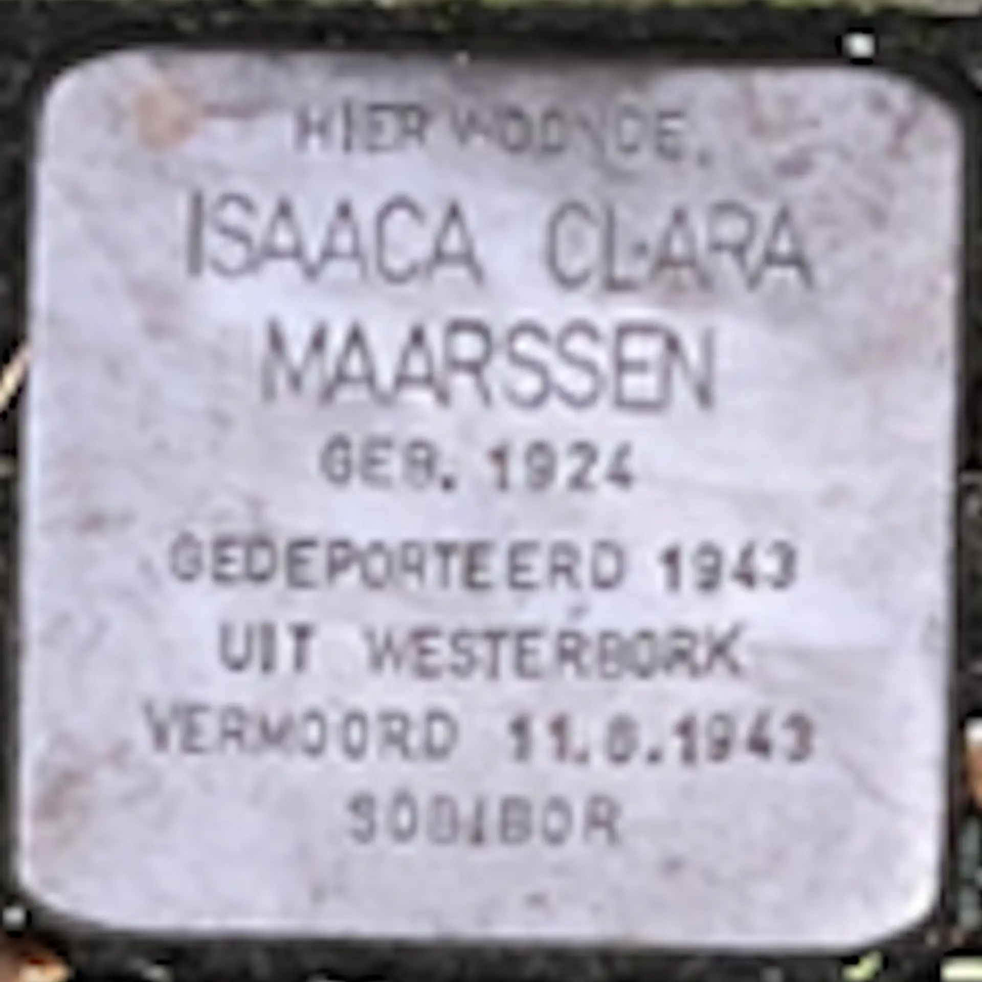Struikelsteen voor Isaaca Clara Maarssen