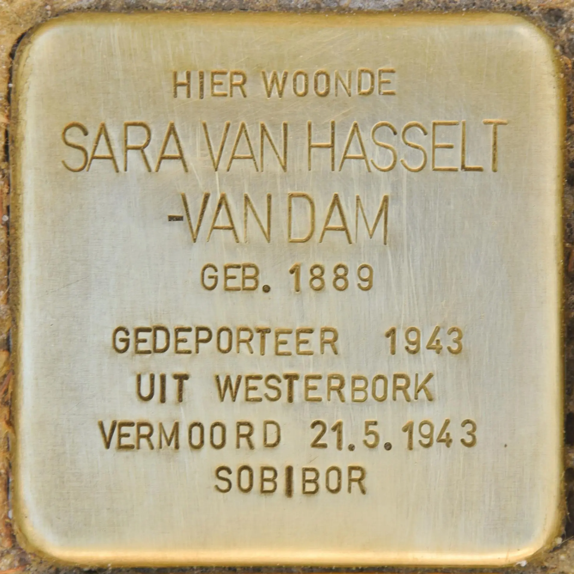 Struikelsteen voor Sara van Hasselt-van Dam