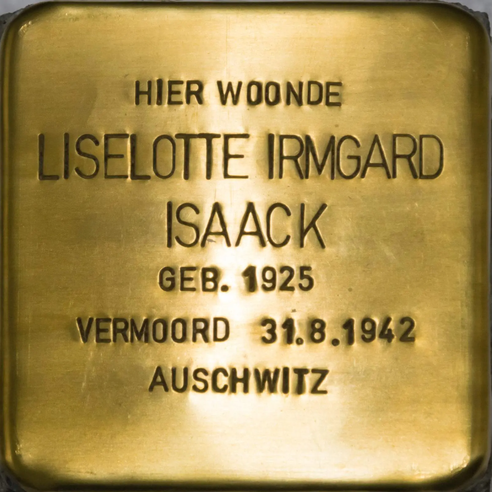 Struikelsteen voor Liselotte Irmgard Isaack