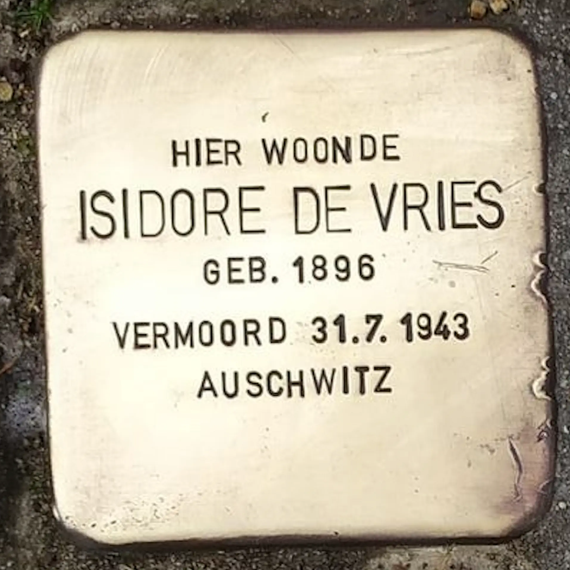 Struikelsteen voor Isidore de Vries
