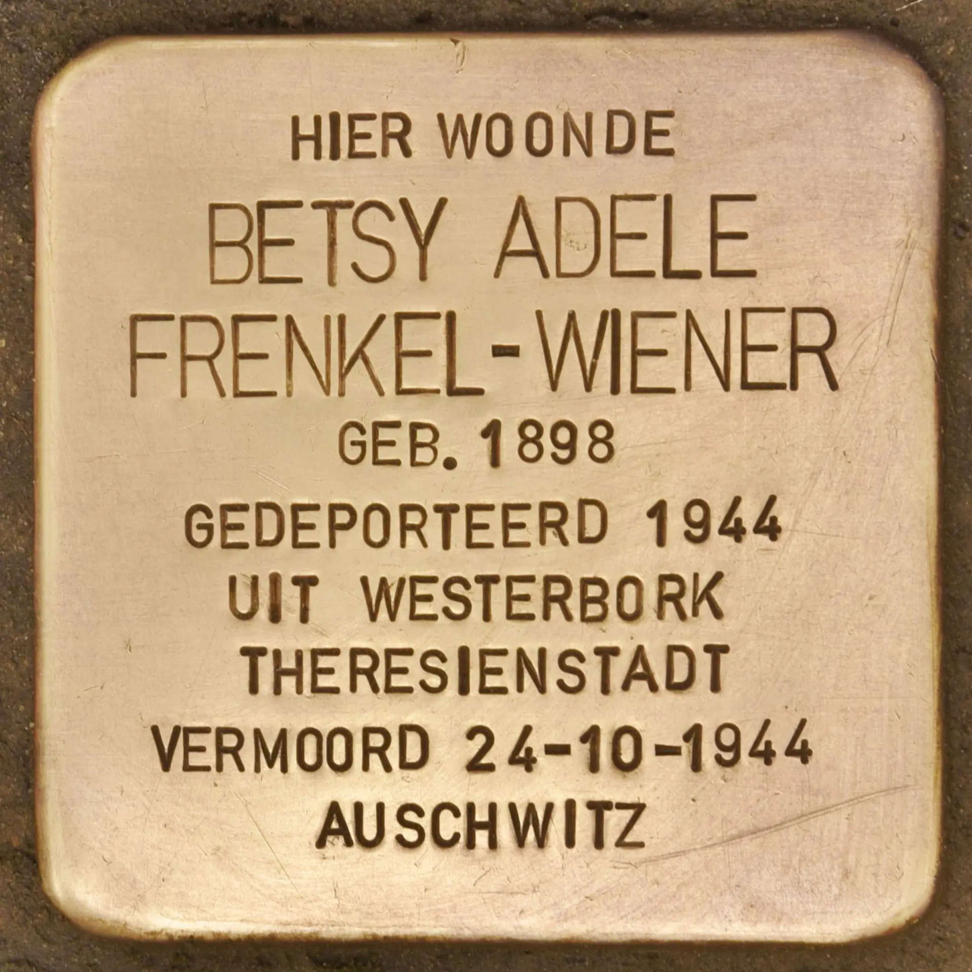Struikelsteen voor Betsy Adele Frenkel-Wiener