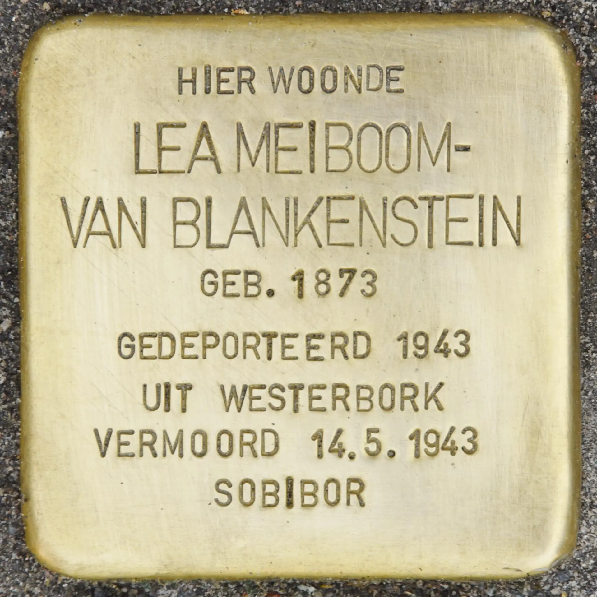 Struikelsteen voor Lea Meiboom-van Blankenstein