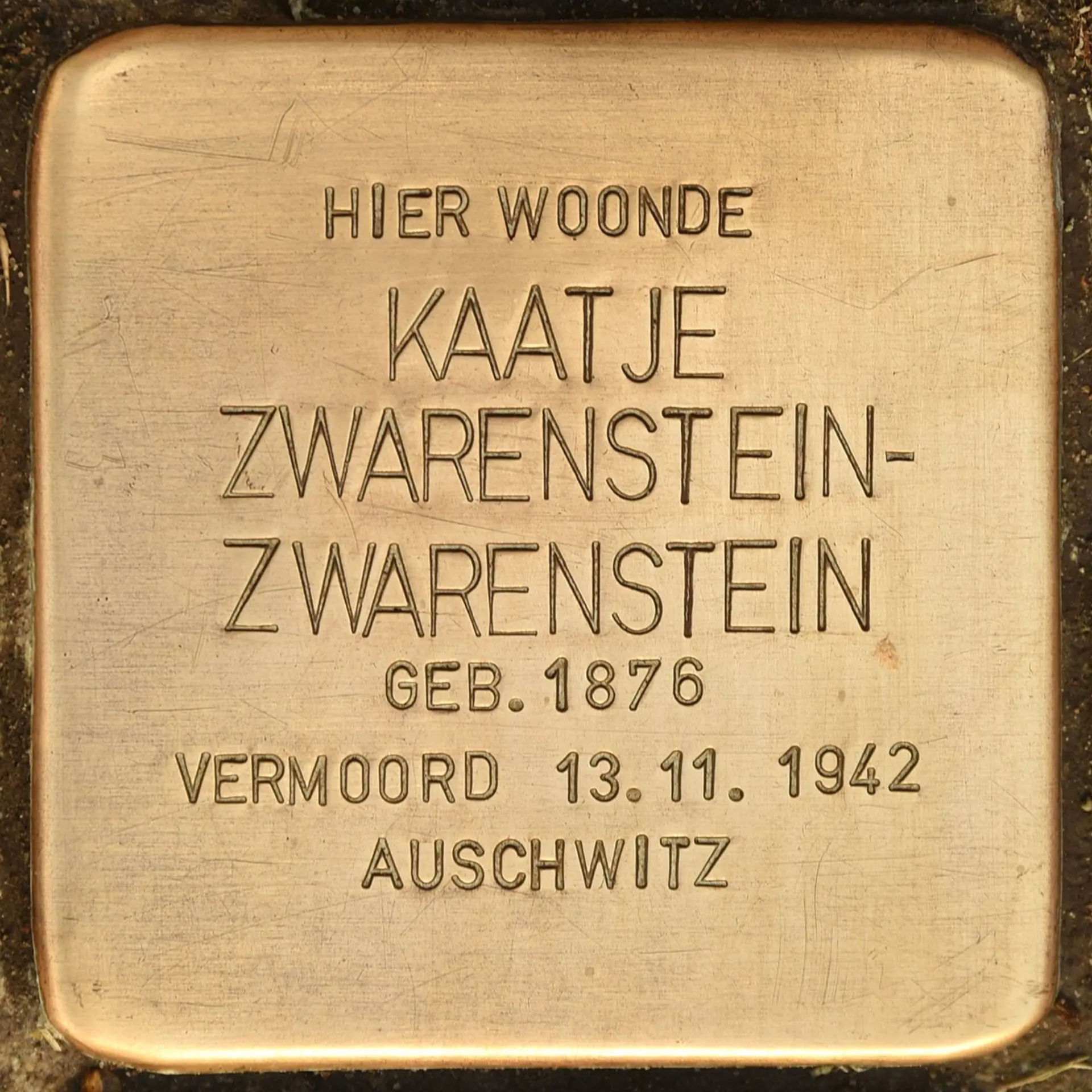 Struikelsteen voor Kaatje Zwarenstein-Zwarenstein