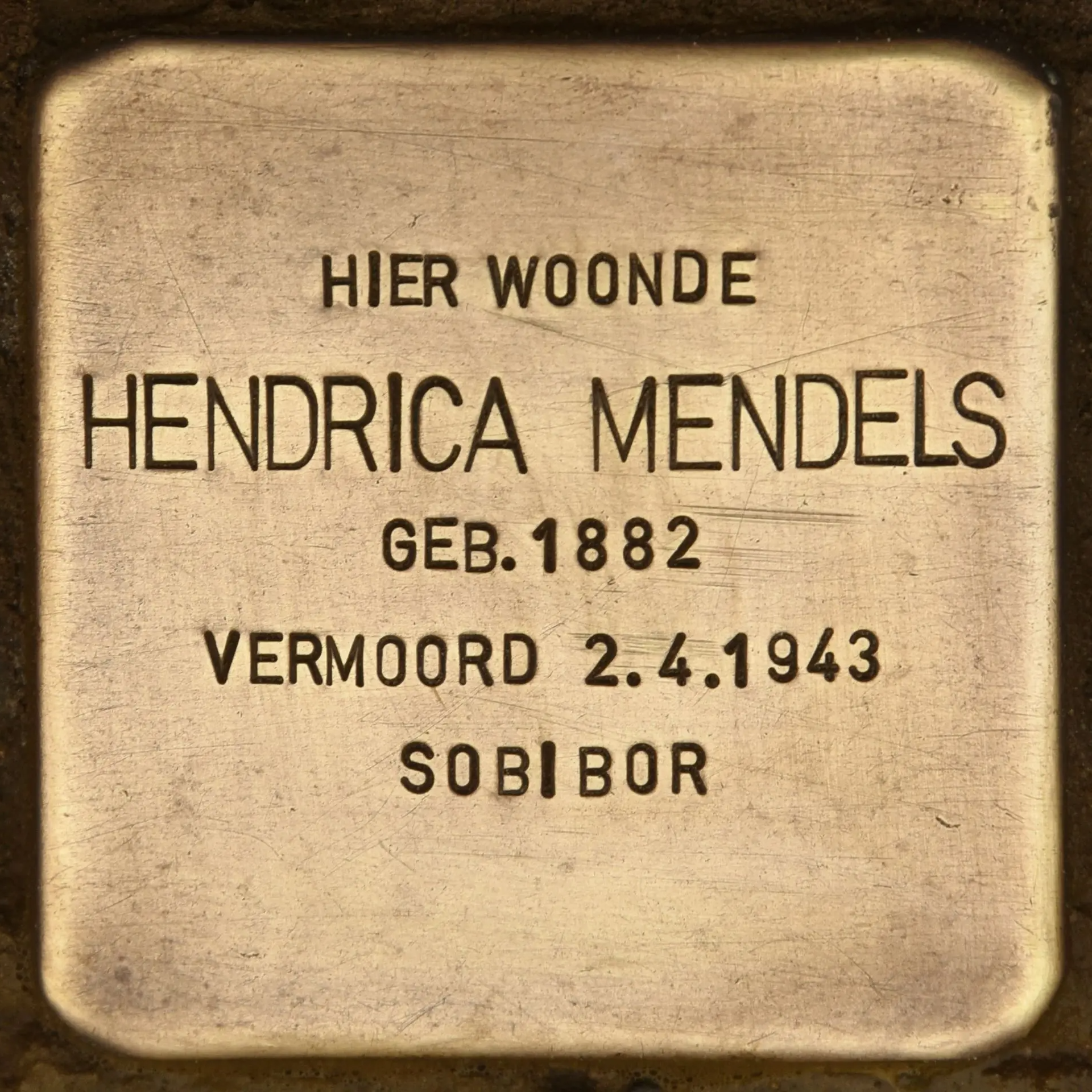 Struikelsteen voor Hendrica Mendels