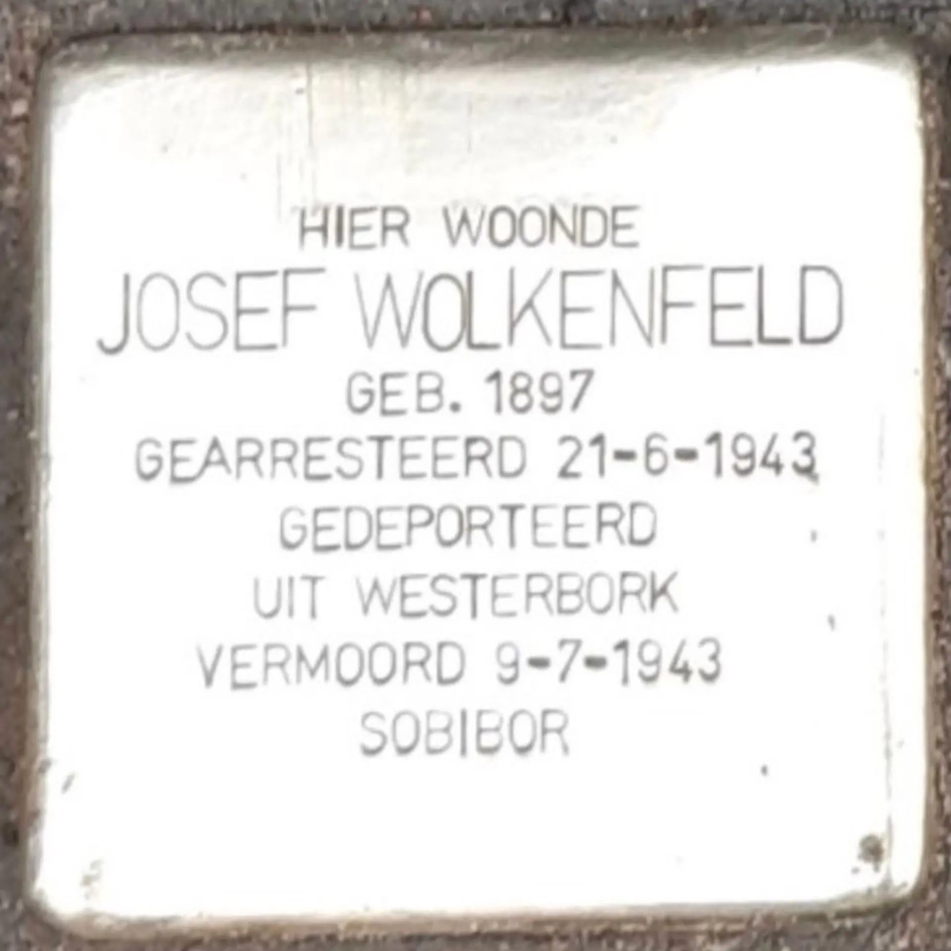 Struikelsteen voor Jozef Wolkenfeld