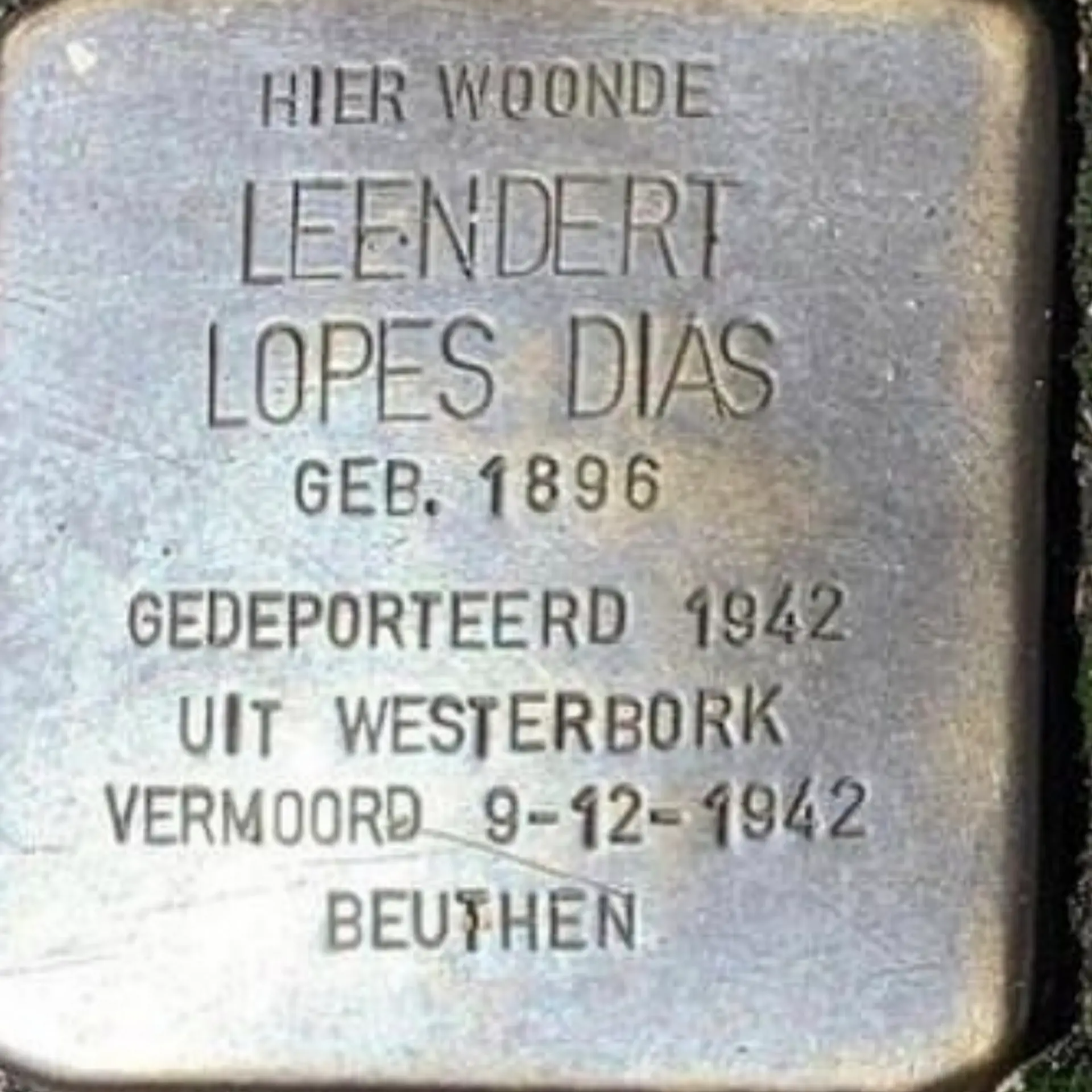 Struikelsteen voor Leendert Lopes Dias