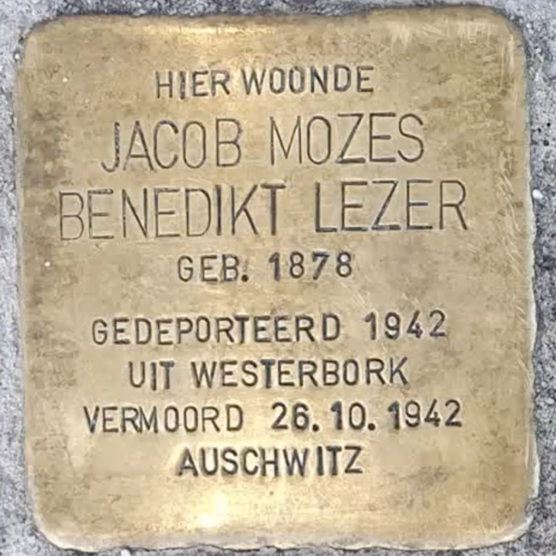 Struikelsteen voor Jacob Mozes Benedikt Lezer